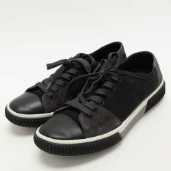 Prada Sport Black Canvas and Leather Low Top Sneakers Size 43