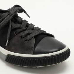 Prada Sport Black Canvas and Leather Low Top Sneakers Size 43