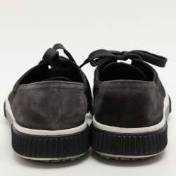 Prada Sport Black Canvas and Leather Low Top Sneakers Size 43
