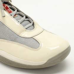 Prada Sport White/Grey Leather And Mesh America's Cup Low Top Trainer Sneakers Size 40