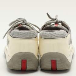 Prada Sport White/Grey Leather And Mesh America's Cup Low Top Trainer Sneakers Size 40