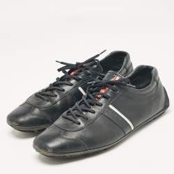 Prada Sport Navy Blue Leather Low Top Sneakers Size 45.5