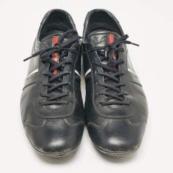 Prada Sport Navy Blue Leather Low Top Sneakers Size 45.5