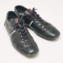 Prada Sport Navy Blue Leather Low Top Sneakers Size 45.5