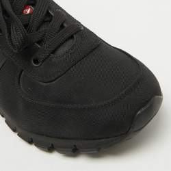 Prada Sport Black Canvas and Leather Low Top Sneakers Size 39