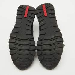 Prada Sport Black Canvas and Leather Low Top Sneakers Size 39