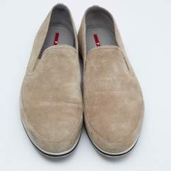 Prada Sport Beige Suede Slip On Sneakers Size 45.5
