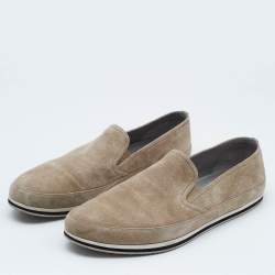 Prada Sport Beige Suede Slip On Sneakers Size 45.5
