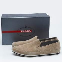 Prada Sport Beige Suede Slip On Sneakers Size 45.5