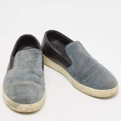 Pre Owned Prada Sport Black/Blue Suede and Leather Slip On Sneakers Size 43