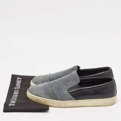 Pre Owned Prada Sport Black/Blue Suede and Leather Slip On Sneakers Size 43