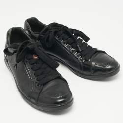 Prada Sport Black Leather Low Top Sneakers Size 41