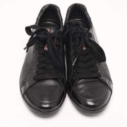 Prada Sport Black Leather Low Top Sneakers Size 41
