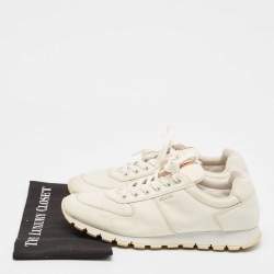 Prada Sport White Canvas Lace Up Sneakers Size 46