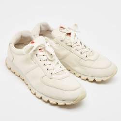 Prada Sport White Canvas Lace Up Sneakers Size 46