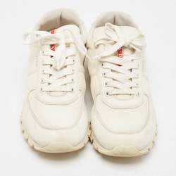 Prada Sport White Canvas Lace Up Sneakers Size 46