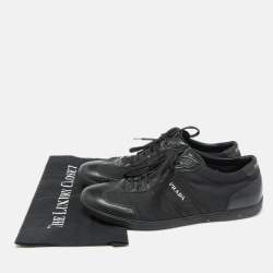 Prada Sport Black Leather and Leather Low Top Sneakers Size 43