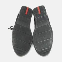 Prada Sport Black Leather and Leather Low Top Sneakers Size 43