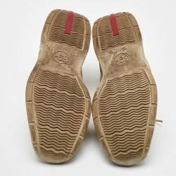 Prada Sport Beige/Gold Leather and Suede America's Cup Low Top Sneakers Size 39.5
