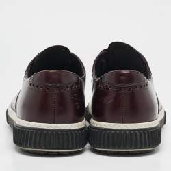 Prada Sport Burgundy/Black Leather  Brogues Lace Up Sneakers Size 39       