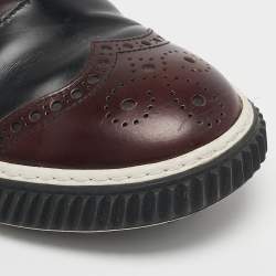 Prada Sport Burgundy/Black Leather  Brogues Lace Up Sneakers Size 39       