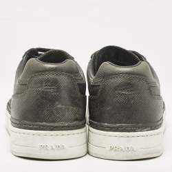 Prada Sport Grey Leather Low Top Sneakers Size 42