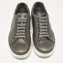 Prada Sport Grey Leather Low Top Sneakers Size 42