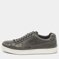Prada Sport Grey Leather Low Top Sneakers Size 42
