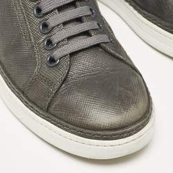 Prada Sport Grey Leather Low Top Sneakers Size 42