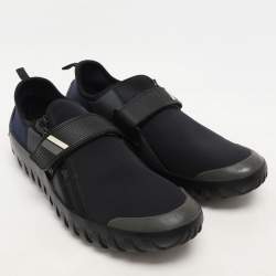 Prada Sport Grey/Blue Neoprene and Rubber Low Top Sneakers Size 44