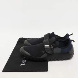 Prada Sport Grey/Blue Neoprene and Rubber Low Top Sneakers Size 44