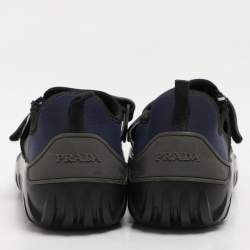 Prada Sport Grey/Blue Neoprene and Rubber Low Top Sneakers Size 44