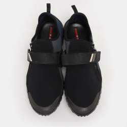Prada Sport Grey/Blue Neoprene and Rubber Low Top Sneakers Size 44