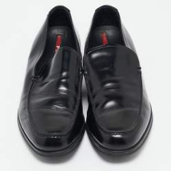 Prada Sport Black Leather Slip On Loafers Size 42