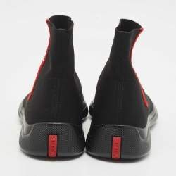 Prada Sport Black Knit Fabric High Top Sneakers Size 43
