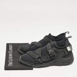 Prada Sport Black Neoprene and Canvas Low Top Sneakers Size 41