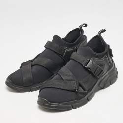 Prada Sport Black Neoprene and Canvas Low Top Sneakers Size 41