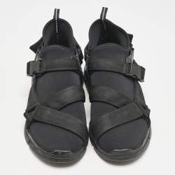 Prada Sport Black Neoprene and Canvas Low Top Sneakers Size 41