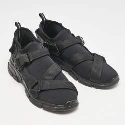 Prada Sport Black Neoprene and Canvas Low Top Sneakers Size 41