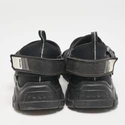 Prada Sport Black Neoprene and Canvas Low Top Sneakers Size 41