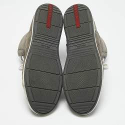 Prada Sport Grey Suede Leather High Top Sneakers Size 45