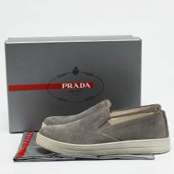 Prada Sport Grey Suede Slip On Sneakers Size 38.5