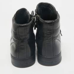 Prada Sport Black Leather High Top Sneakers Size 43