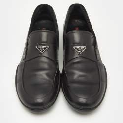Pre Owned Prada Sport Black Leather Slip On Loafers Size 42