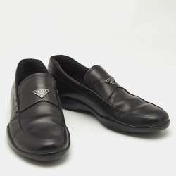 Pre Owned Prada Sport Black Leather Slip On Loafers Size 42