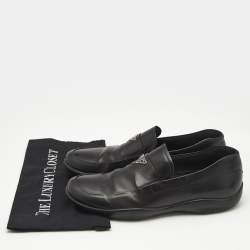 Pre Owned Prada Sport Black Leather Slip On Loafers Size 42