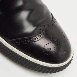 Prada Sport Black Leather Brogue Slip On Sneakers Size 43