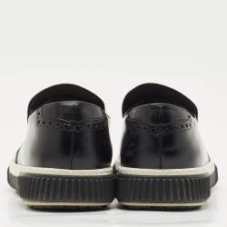 Prada Sport Black Leather Brogue Slip On Sneakers Size 43