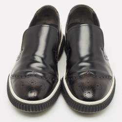 Prada Sport Black Leather Brogue Slip On Sneakers Size 43