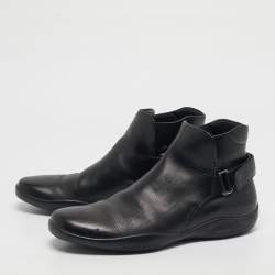 Pre Owned Prada Sport Black Leather High Top Sneakers Size 43